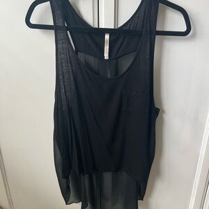 Bozzolo Black Layered Chiffon-Trim Tank